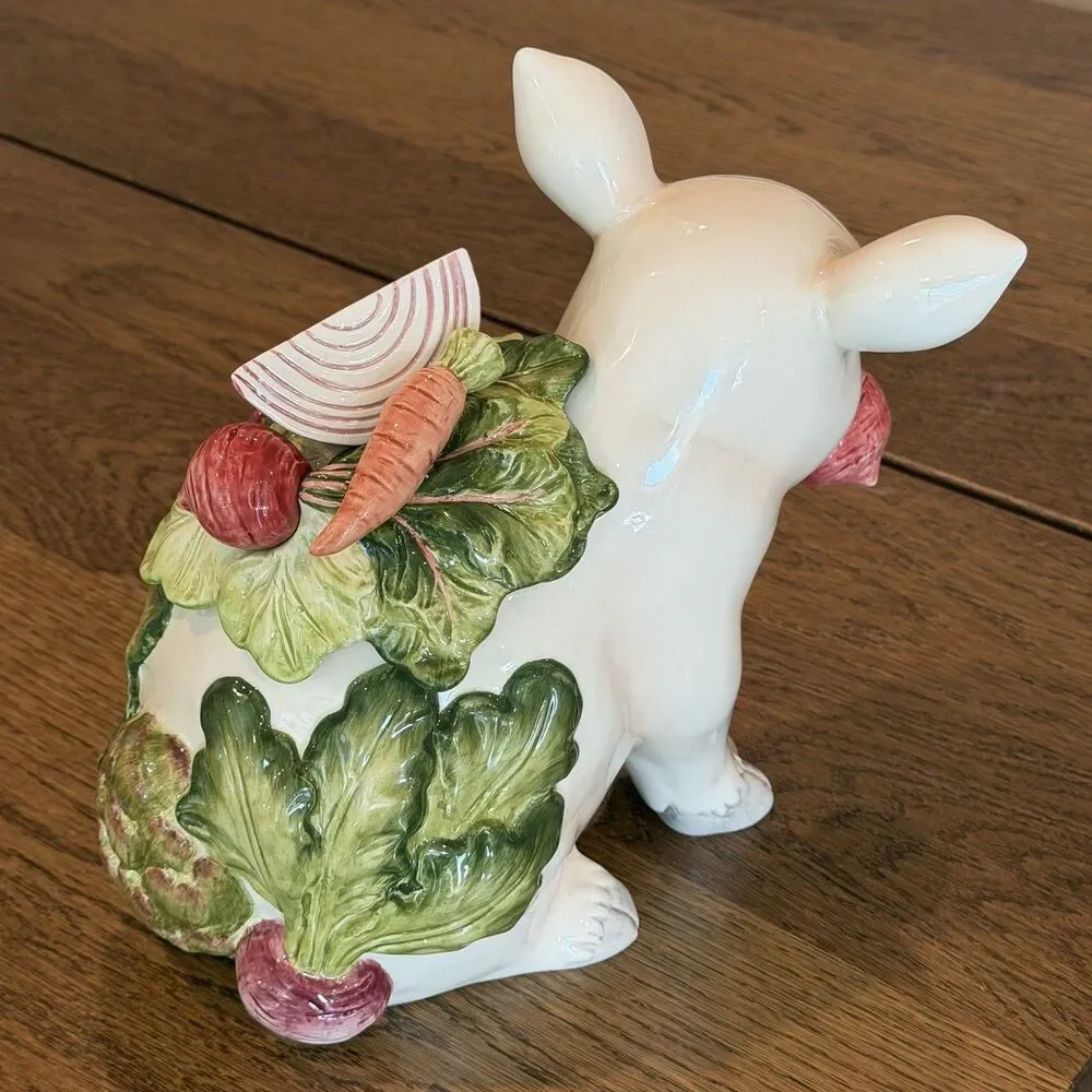 Fitz and Floyd Classics French Market Pig Cookie Jar Ceramic Canister Vintage